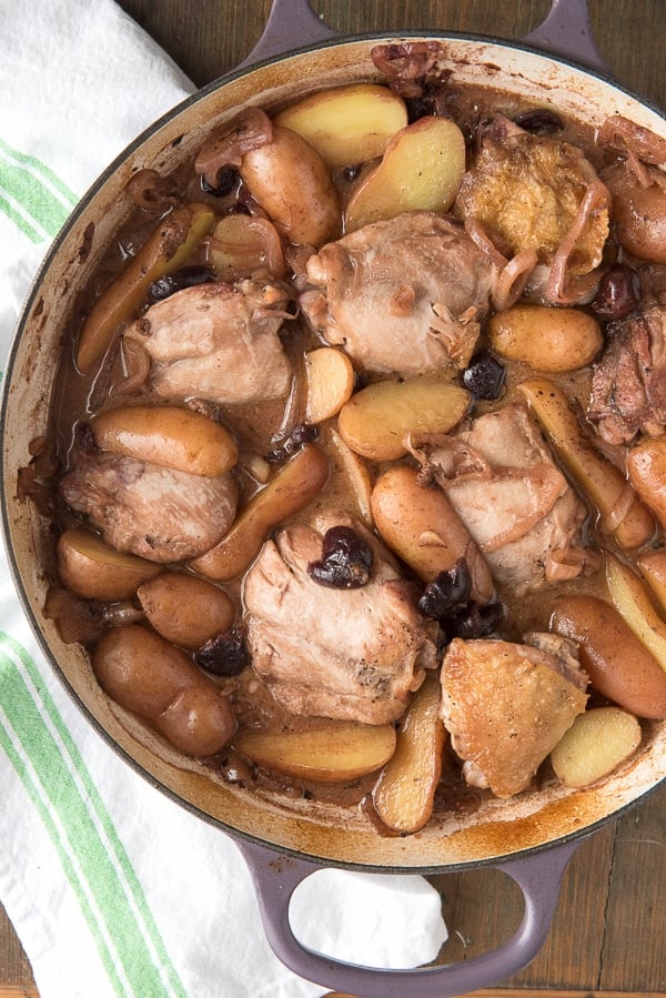 Braised Cream Sherry Chicken Thighs in pot