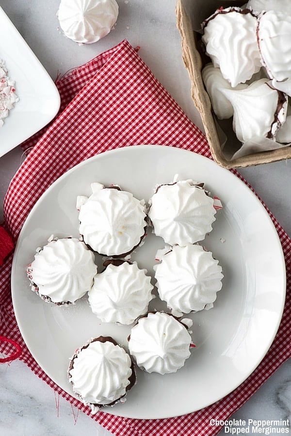 Chocolate Peppermint Dipped Meringues 