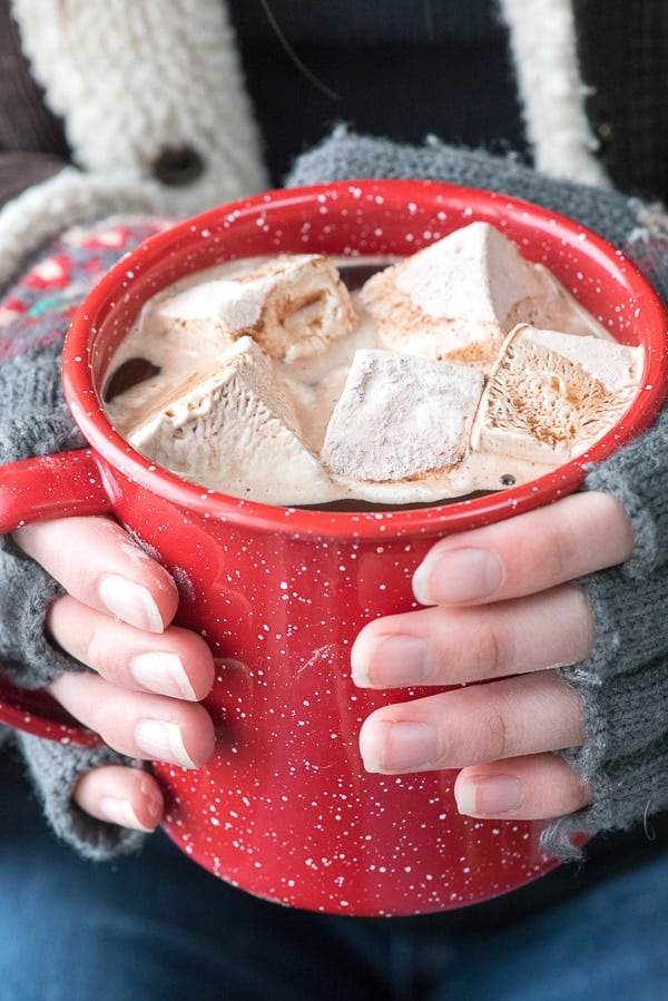 Homemade Vanilla-Coffee Liqueur Marshmallows in a mug