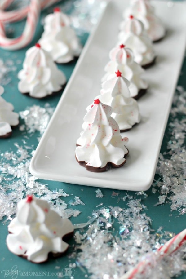 Chocolate Peppermint Meringue Christmas Trees