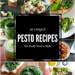 photo collage of unique and easy pesto recipes