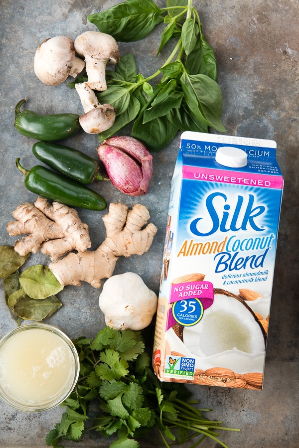 ingredients to make Slow Cooker Thai Chicken Mushroom Coconut Soup