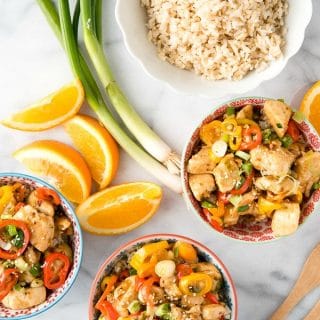 3 bowls of Spicy Ginger Chicken Stir Fry