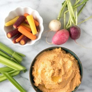 Sriracha Hummus and raw vegetables for dipping