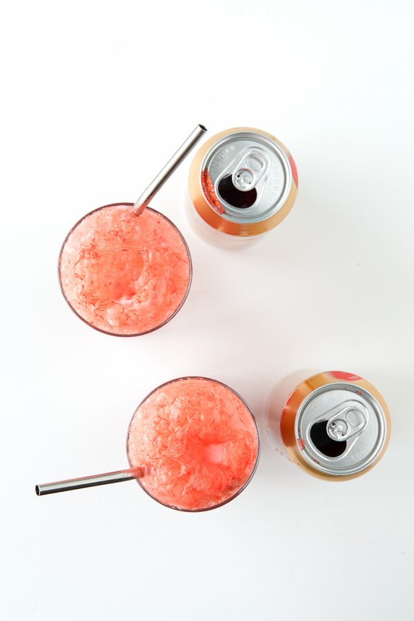 Strawberries and Cream Ice Cream Floats from overhead