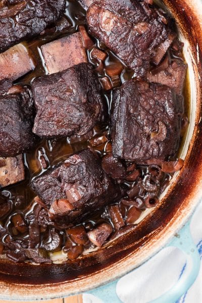 Red Wine Braised Short Ribs with Garlic Whipped Yukon Gold Potatoes