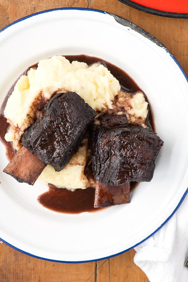 Red Wine Braised Beef Short Ribs with Yukon Gold Garlic Whipped Potatoes