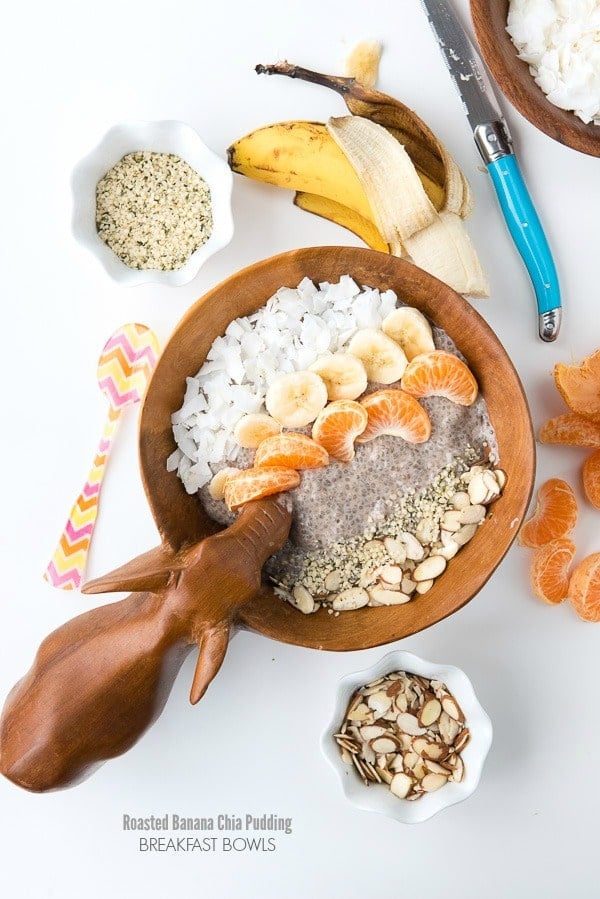 Roasted Banana Chia Pudding Breakfast Bowl