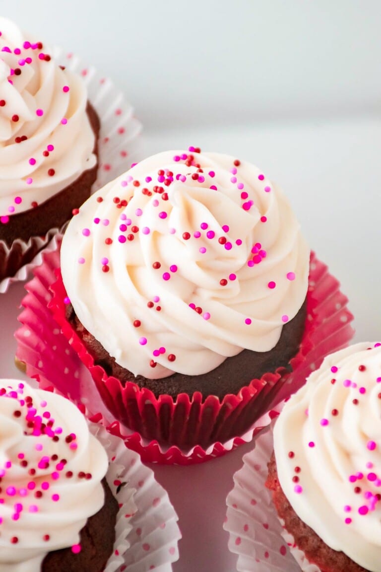 Gluten-Free Pink Velvet Cupcakes with Real Strawberry Buttercream