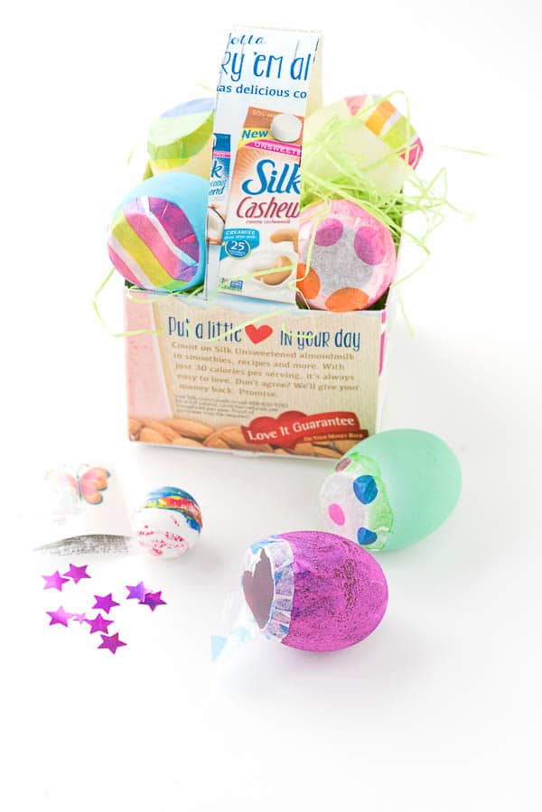 DIY Milk Carton Basket decorated for Easter