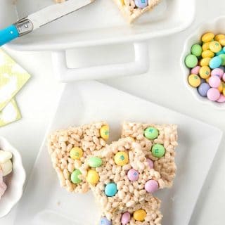 squares of Springtime Crispy Rice Cereal Treats