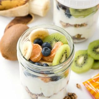 Breakfast On The Go - Granola-Yogurt-Fruit Parfait in a mason jar