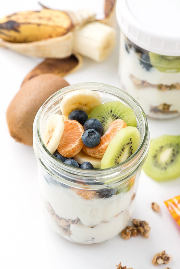 Breakfast On The Go - mason jar with Granola-Yogurt-Fruit Breakfast Parfait