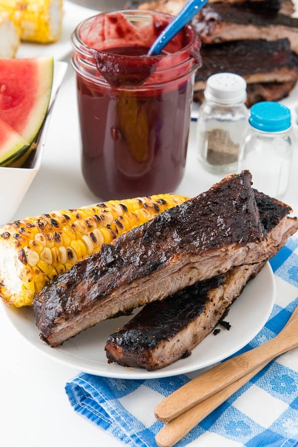 St. Louis Ribs with Blueberry Whiskey Barbecue Sauce