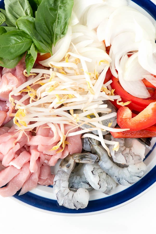 bowl of uncooked ingredients to make Singapore Street Noodles