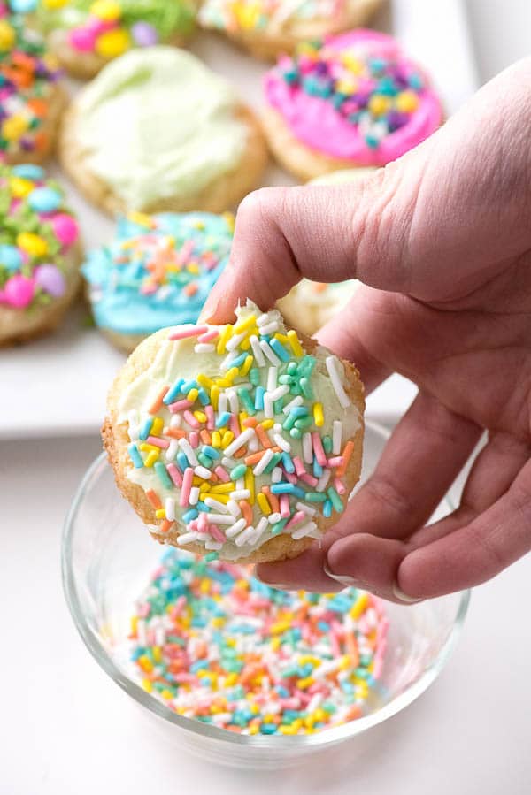 Cookie decorated with sprinkles