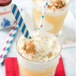 American Apple Pie Ice Cream floats with red napkin and blue striped spoons