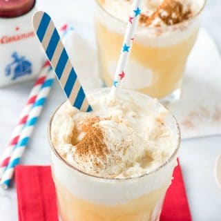 glasses filled with American Apple Pie Ice Cream Floats