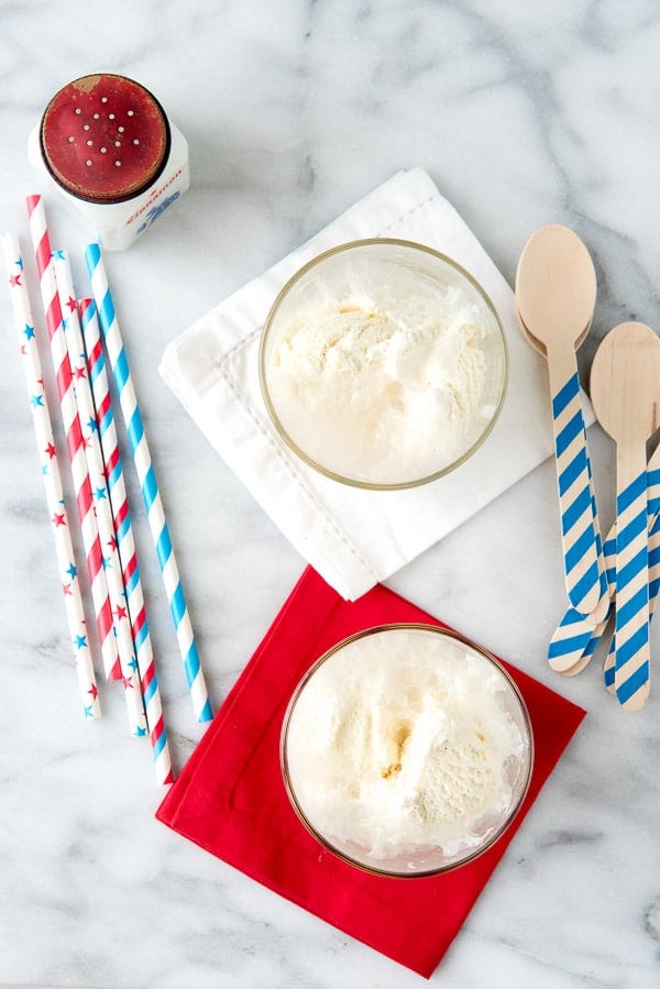 overhead image: items to make apple pie ice cream floats