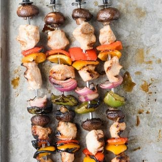 4 skewers of grilled shish kabobs