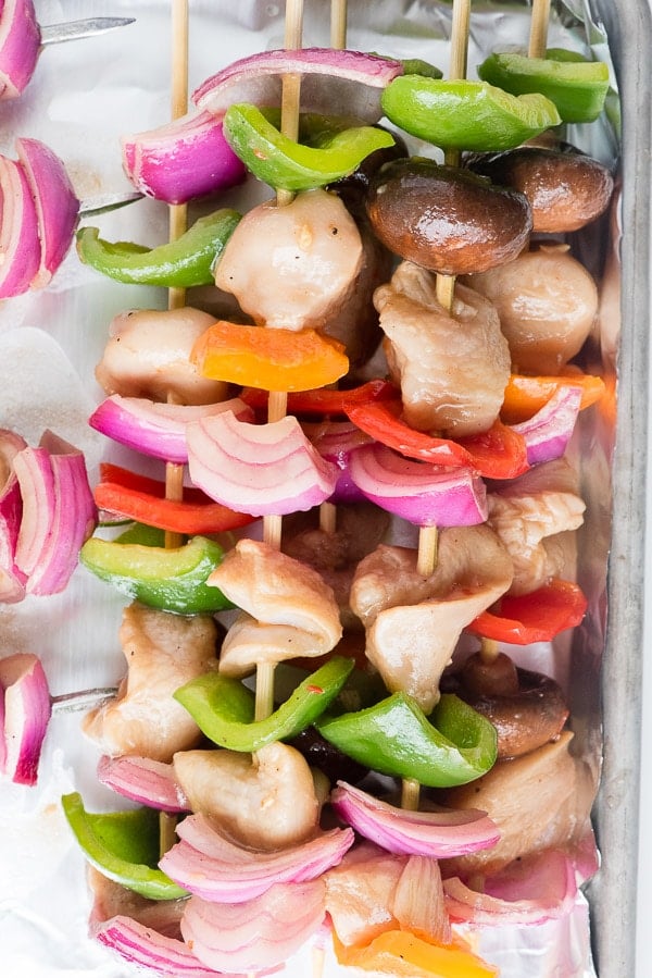 Grilled Chicken Shish Kabobs before cooking