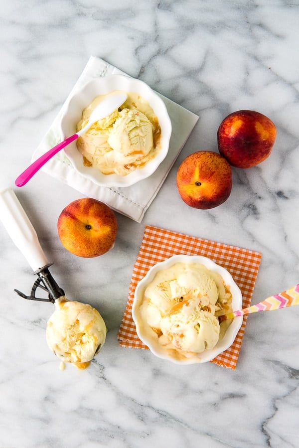 Olive Oil Ice Cream with Peach Ripple