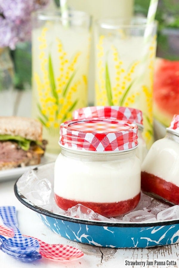 Summer dessert in a jam jar: Strawberry Jam Panna Cotta