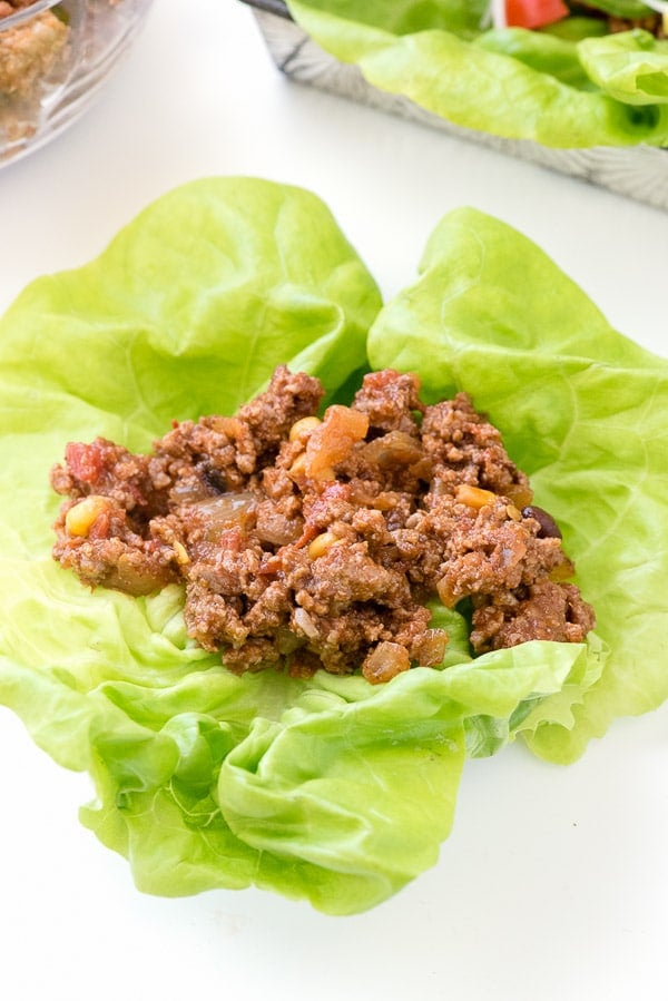 Butter Lettuce with taco meat (wraps)