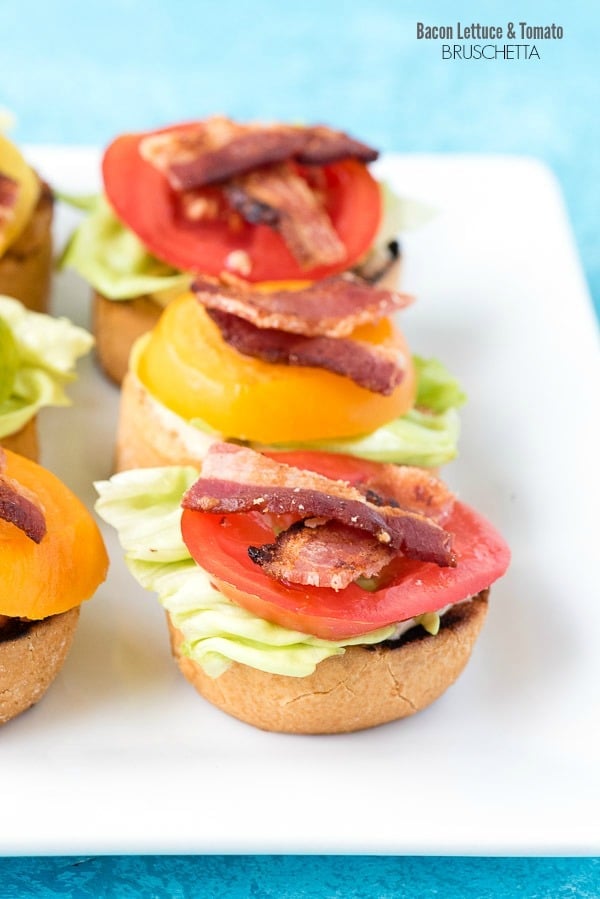 titled photo (and shown): Bacon Lettuce and Tomato Bruschetta