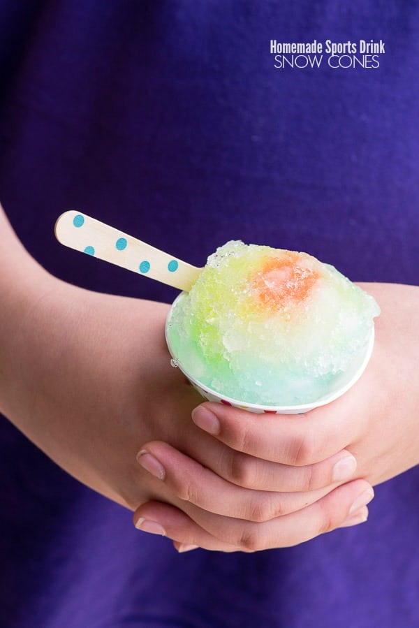 hands holding a Homemade Sports Drink Snow Cone