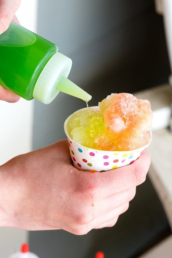 Making Homemade Sports Drink Snow Cones. 