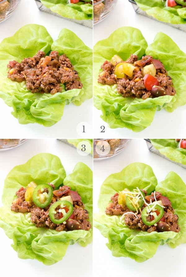 Layering Taco Lettuce Wraps collage