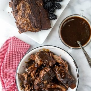 titled photo (and shown) - Slow Cooker Spicy Baby Back Ribs with Blackberry Preserves
