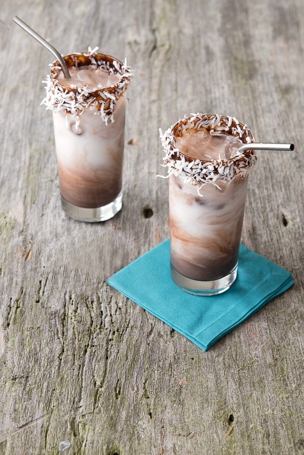 Almond Joy Sipper with coconut rim