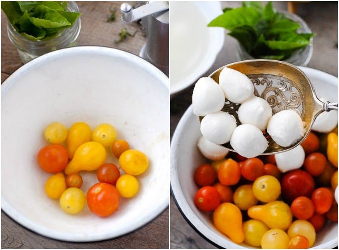 ingredients for Bite-size Insalata Caprese. 