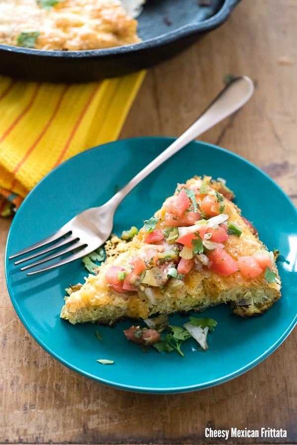 slice of Cheesy Mexican Frittata