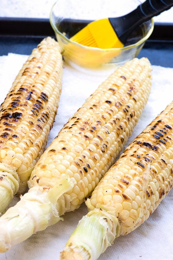 Grilled corn for Corn Salsa