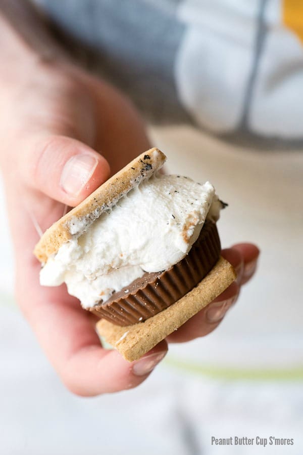 hand holding Peanut Butter Cup S'Mores