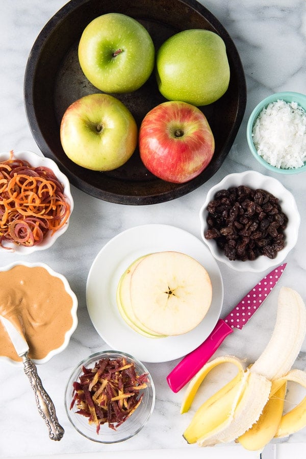 ingredients to make Apple Peanut Butter Sandwiches