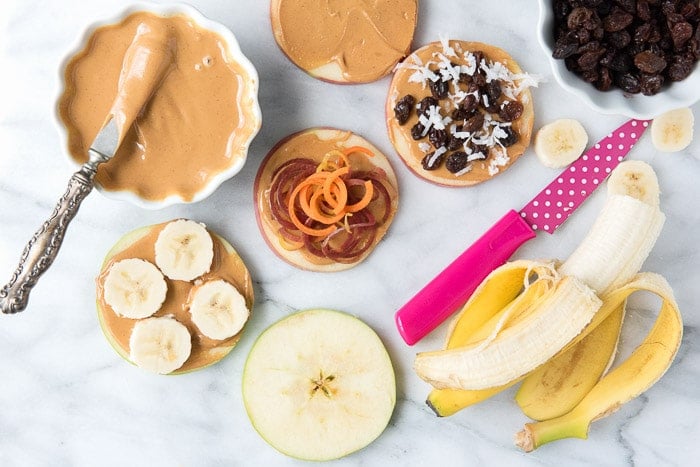 a variety of Apple Peanut Butter Sandwiches