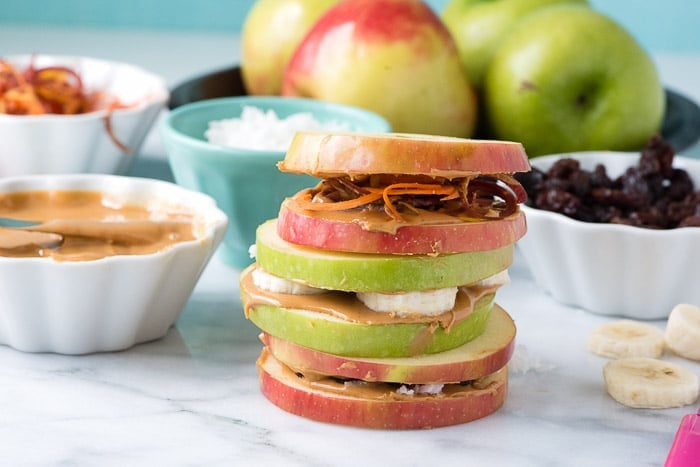 stack of Apple Peanut Butter Sandwiches