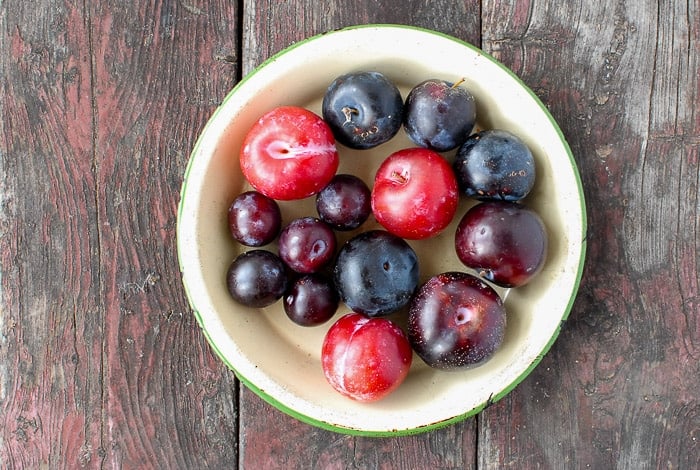 vintage plate of plums