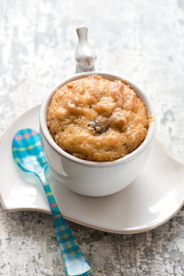 Mug cake with peanut butter and chocolate flavors