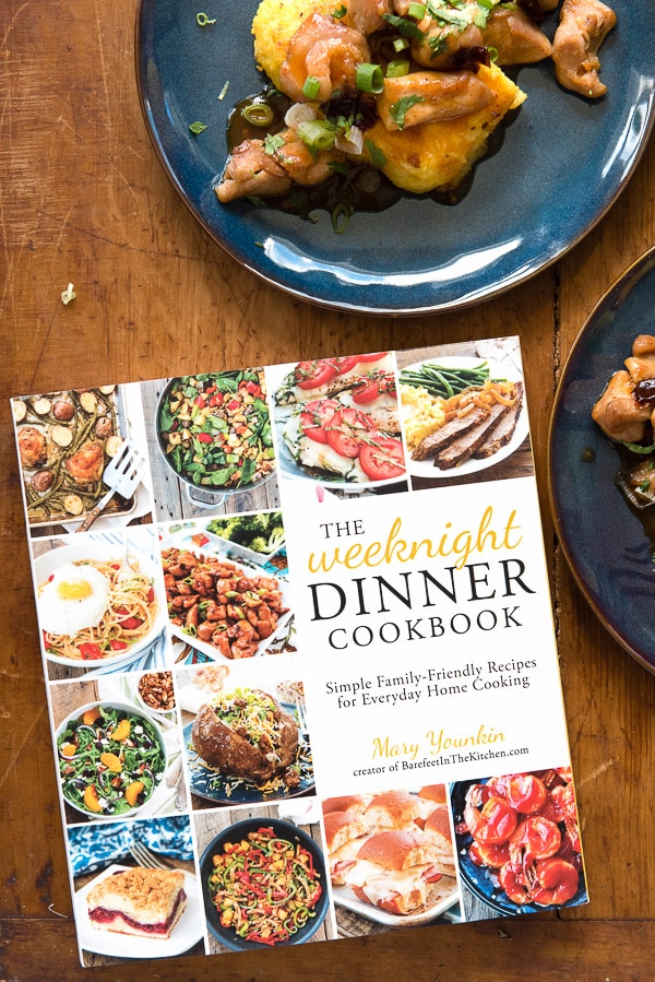 Sweet Chipotle Chicken Bites with Pan Fried Polenta and The Weeknight Dinner Cookbook