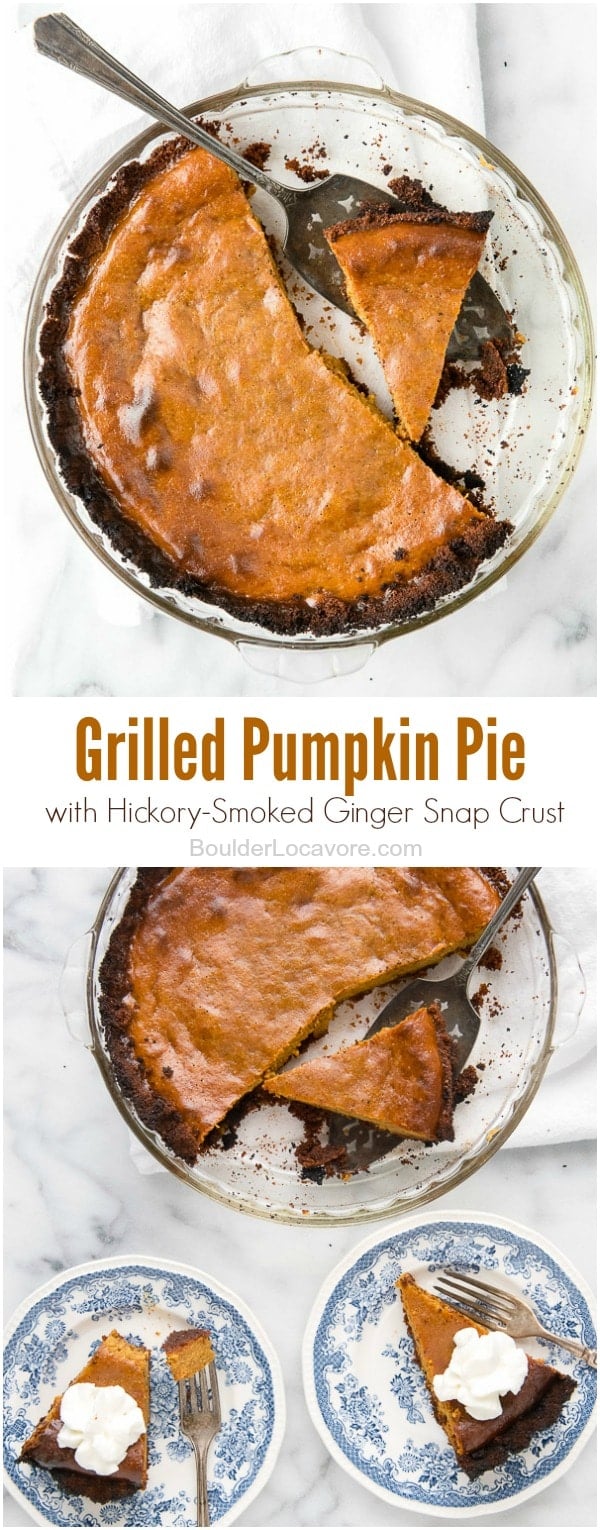 Grilled Pumpkin Pie with Hickory-Smoked Ginger Snap Crust collage