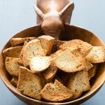 Homemade Everything Bagel Chips in elephant bowl