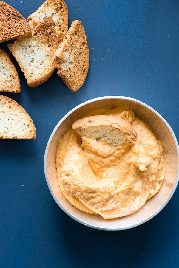 Homemade Everything Bagel Chips with Sriracha Hummus 