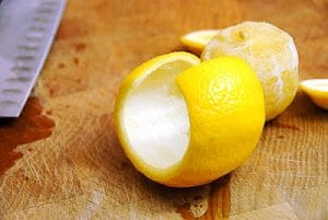removing the flesh from a lemon