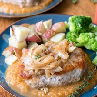 Pumpkin Spice Apple Sauce with Pumpkin-Cider Braised Pork Chops with Shallots and Thyme