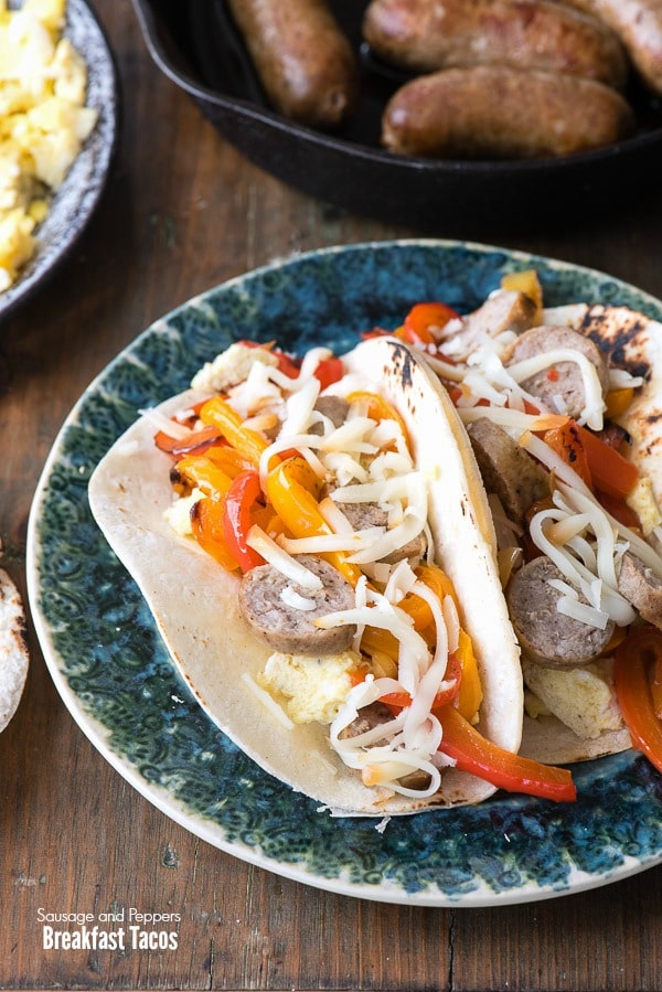 Sausage and Peppers Breakfast Tacos